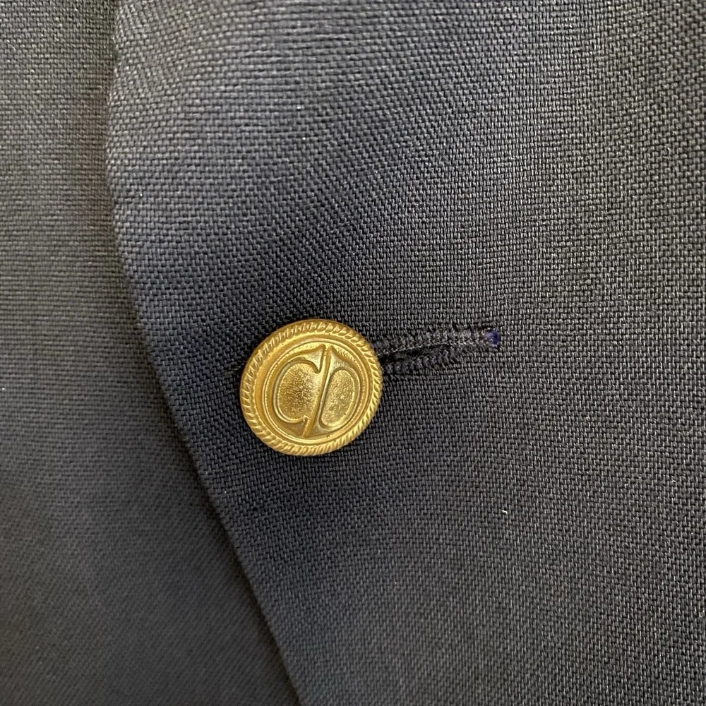 Vintage Christian Dior Jeune Homme Blazer Navy Gold Buttons Wool Boys Size 10